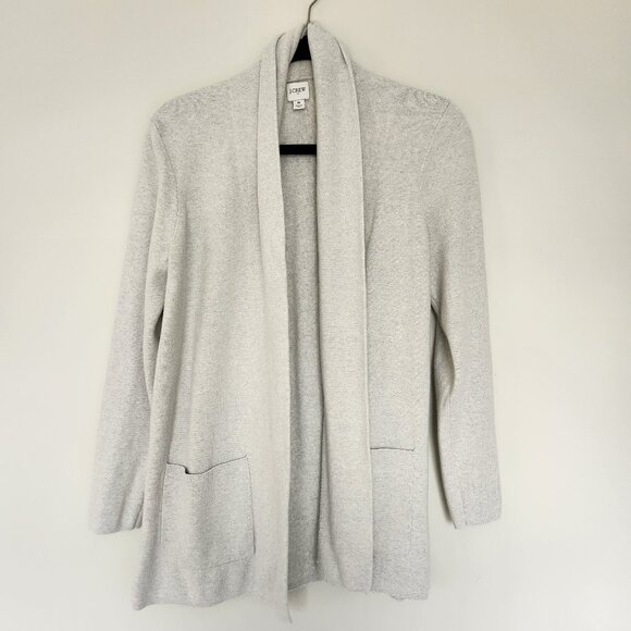 J. Crew Factory Chelsea Sweater Blazer 100% Cotton Light Grey Size Medium - Picture 1 of 7